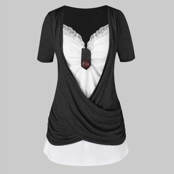 women's blouses & shirts plus size women cross lace patchwork blouse v-neck fake two-piece casual short sleeve knotted blusas n50, White
women's blouses & shirts plus size women cross lace patchwork blouse v-neck fake two-piece casual short sleeve knotted blusas n50, White