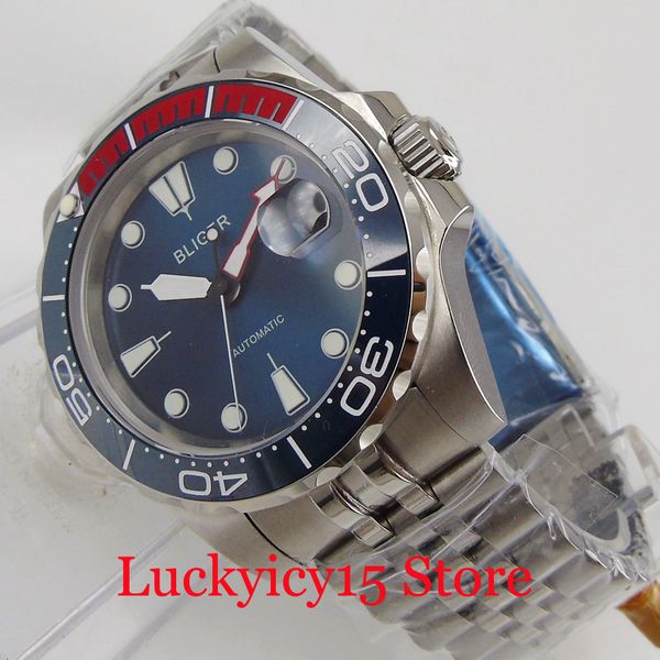 bliger mechanical men watch sapphire glass date window jubilee band miyota movement rotating bezel blue dial, Slivery;brown 
bliger mechanical men watch sapphire glass date window jubilee band miyota movement rotating bezel blue dial, Slivery;brown