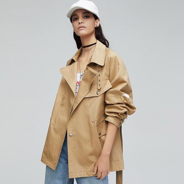 europe and america style women's trench 2021 autumn loose wind chic women windbreaker coat a633, Tan;black
europe and america style women's trench 2021 autumn loose wind chic women windbreaker coat a633, Tan;black