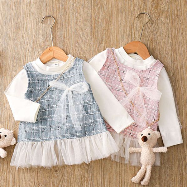 2021 children's vest two piece spring new bow ribbon plaid girl's princess dress, White
2021 children's vest two piece spring new bow ribbon plaid girl's princess dress, White
