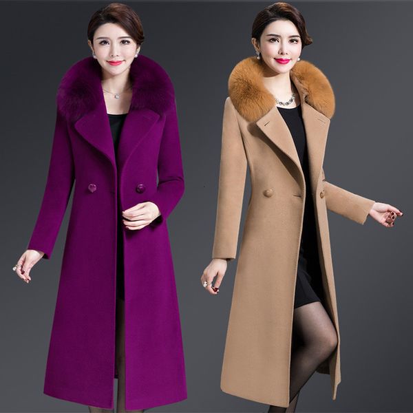women's fashions winter wool korean section of fox collar wild cashmere coat 8pfi, Black
women's fashions winter wool korean section of fox collar wild cashmere coat 8pfi, Black