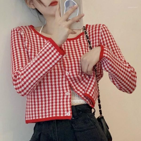 women's knits & tees early autumn 2021 korean fashion loose plaid coat short long-sleeved knitted warm soft sweater cardigan, White
women's knits & tees early autumn 2021 korean fashion loose plaid coat short long-sleeved knitted warm soft sweater cardigan, White