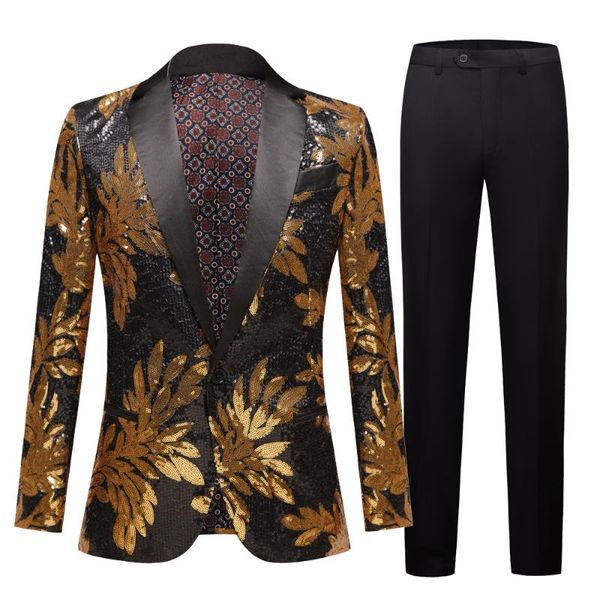 men's suits & blazers slim fit terno masculino shiny sequins gold applique men prom tuxedos grooms set 2 pieces(blazer+pants) costume h, White;black
men's suits & blazers slim fit terno masculino shiny sequins gold applique men prom tuxedos grooms set 2 pieces(blazer+pants) costume h, White;black