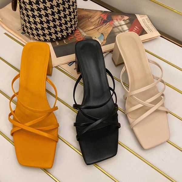 slippers fashion narrow band women slipper ladies shoes elegant square high heels sandal summer outdoor slides plus size 35-41, Black
slippers fashion narrow band women slipper ladies shoes elegant square high heels sandal summer outdoor slides plus size 35-41, Black
