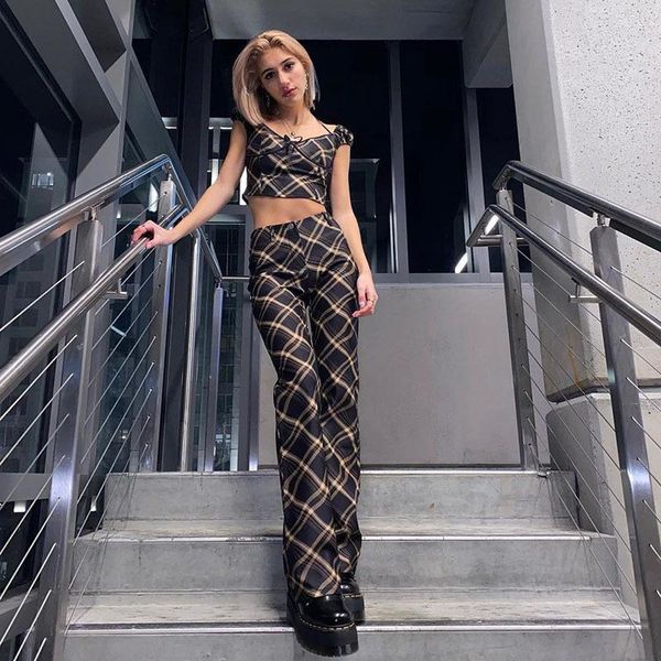 women's pants & capris 2021 ins fashion show slim waist plaid straight leisure, Black;white
women's pants & capris 2021 ins fashion show slim waist plaid straight leisure, Black;white