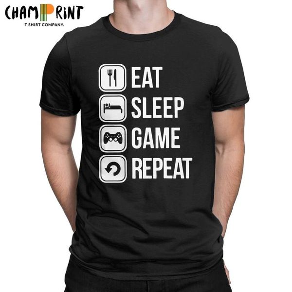 men's t-shirts eat sleep game repeat men t shirt gamer gaming awesome tees short sleeve crewneck t-shirt pure cotton summer clothes, White;black
men's t-shirts eat sleep game repeat men t shirt gamer gaming awesome tees short sleeve crewneck t-shirt pure cotton summer clothes, White;black