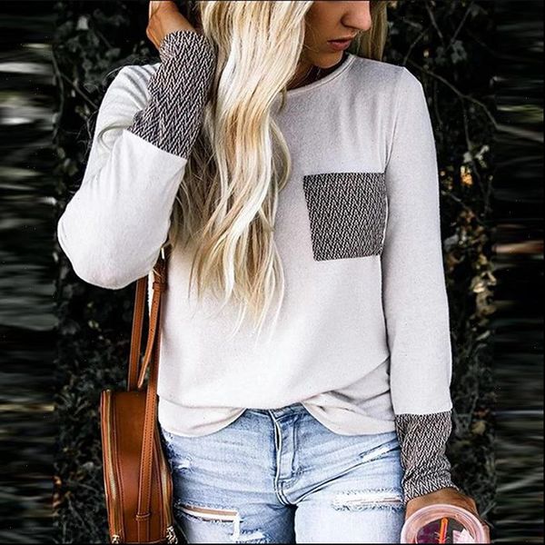 autumn long sleeve plaid patchwork t shirts women o neck pocket solid t shirt tee casual loose streetwear oversized t shirt, White
autumn long sleeve plaid patchwork t shirts women o neck pocket solid t shirt tee casual loose streetwear oversized t shirt, White