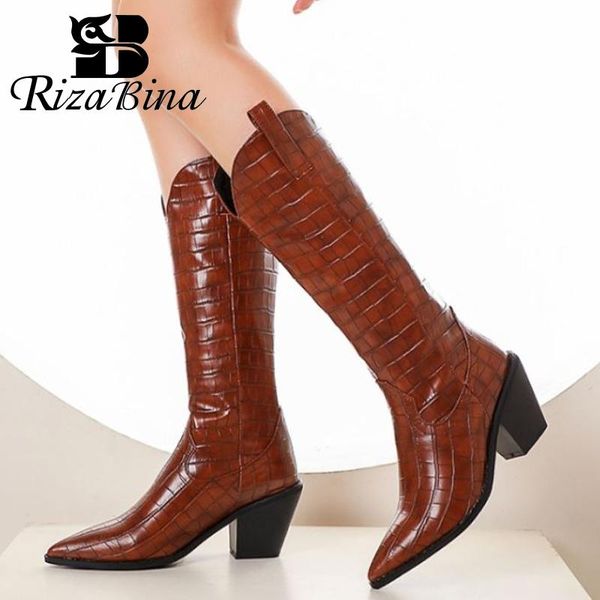 boots rizabina women knee fashion high heel winter shoes woman retro long pointed toe office daily footwear size 32-43, Black
boots rizabina women knee fashion high heel winter shoes woman retro long pointed toe office daily footwear size 32-43, Black