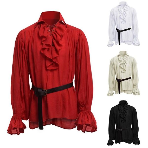 men's t-shirts men solid color plicated stand collar long sleeve medieval shirt cosplay costume, White;black
men's t-shirts men solid color plicated stand collar long sleeve medieval shirt cosplay costume, White;black