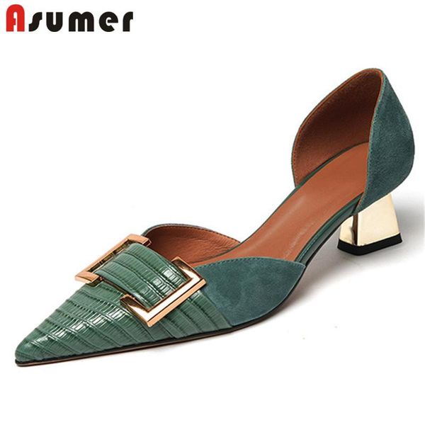 dress shoes asumer 2021 single women pumps genuine leather metal decoration thick heel party office ladies, Black
dress shoes asumer 2021 single women pumps genuine leather metal decoration thick heel party office ladies, Black