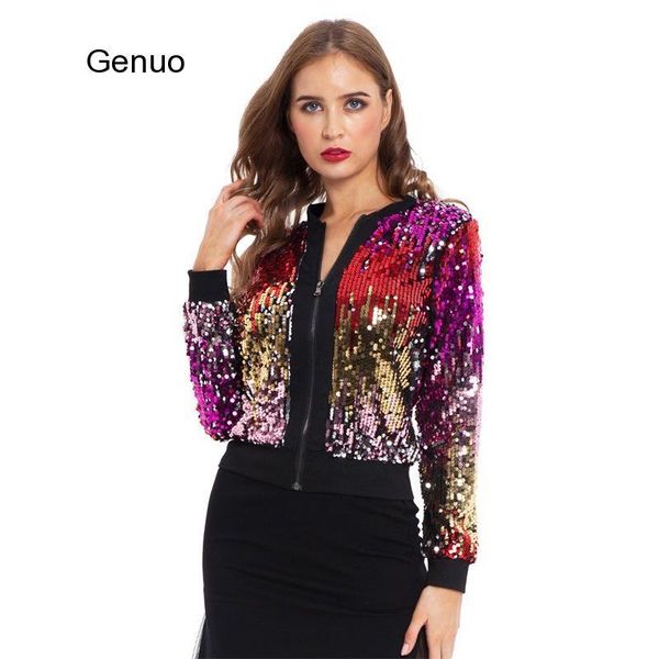 women's jackets 2021 autumn/spring arrived womens coats sequin gradient color fashion short slim style female party club crop, Black;brown
women's jackets 2021 autumn/spring arrived womens coats sequin gradient color fashion short slim style female party club crop, Black;brown
