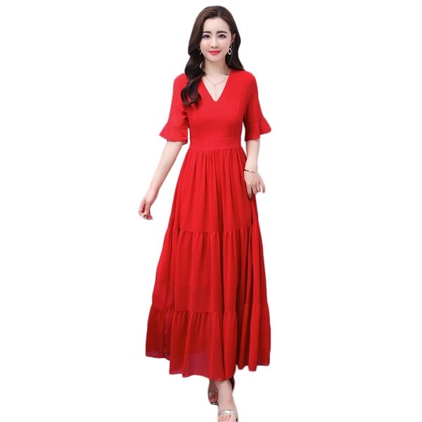 summer dress women red -3xl plus size temperament fashion v neck slim flare sleeve chiffon maxi dresses feminina lr823 210531, Black;gray
summer dress women red -3xl plus size temperament fashion v neck slim flare sleeve chiffon maxi dresses feminina lr823 210531, Black;gray