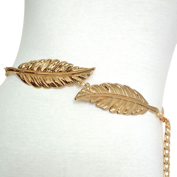 new women's cool metal leaf decoration waist chain simple fashion decoration women's belt, Black;brown
new women's cool metal leaf decoration waist chain simple fashion decoration women's belt, Black;brown