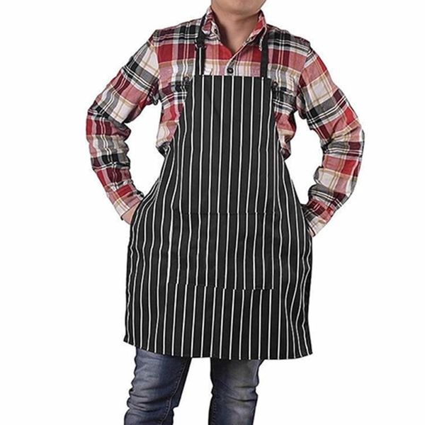 durable adjustable black stripe bib apron with 2 pockets chef waiter kitchen cook household cleaning supplies accessories
durable adjustable black stripe bib apron with 2 pockets chef waiter kitchen cook household cleaning supplies accessories