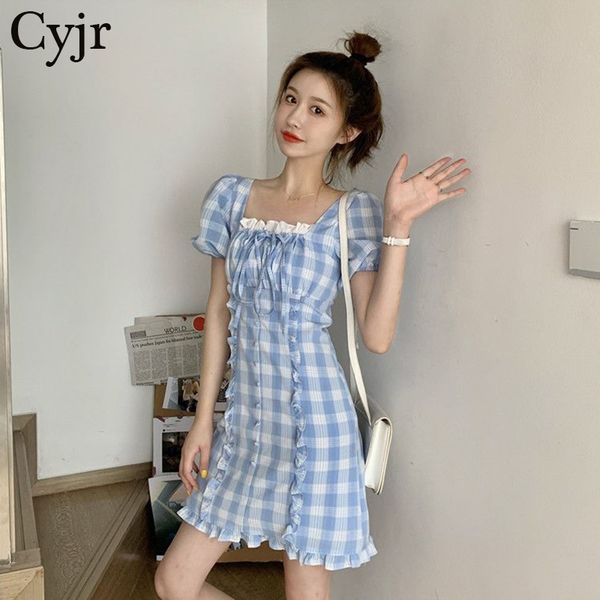 short sleeves puff women's dress plaid fringe stylish fhlm, Black;gray
short sleeves puff women's dress plaid fringe stylish fhlm, Black;gray