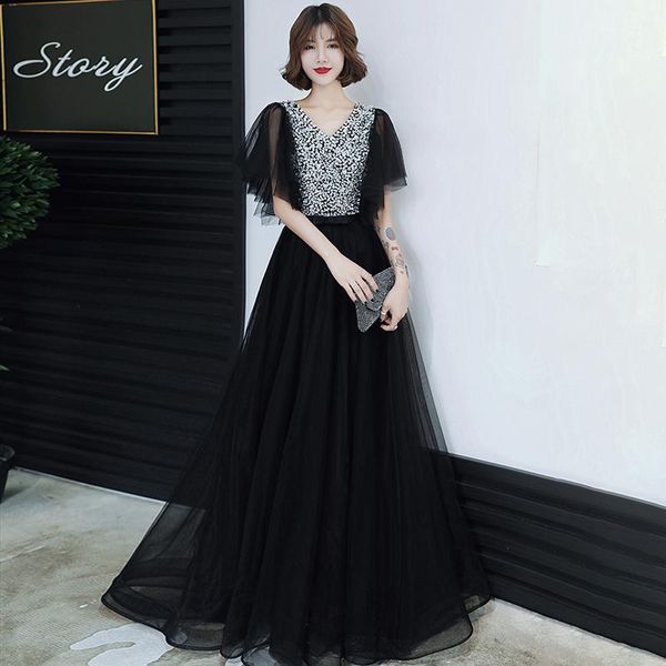 party dresses evening women v-neck black beading sequins bling short sleeves a-line floor-length plus size formal dress a104, White;black
party dresses evening women v-neck black beading sequins bling short sleeves a-line floor-length plus size formal dress a104, White;black