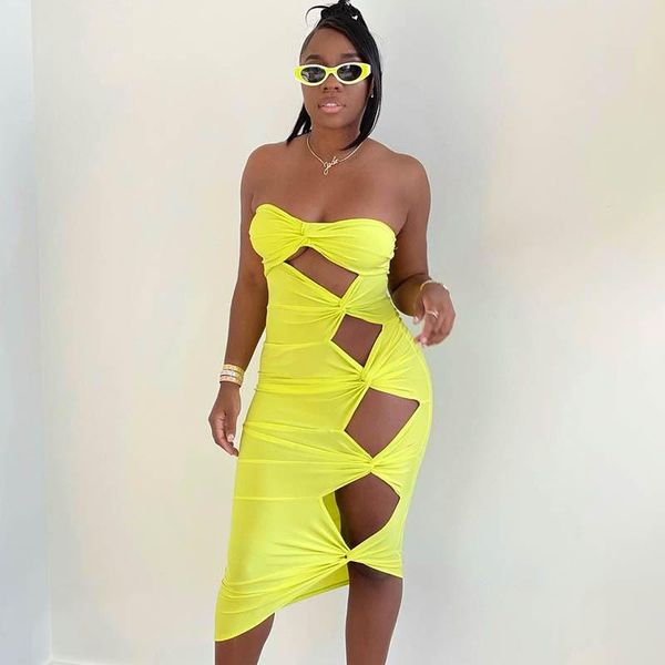 casual dresses bkld yellow dress for women 2021 summer fashion hollow out knotted strapless midi solid party club outfits, Black;gray
casual dresses bkld yellow dress for women 2021 summer fashion hollow out knotted strapless midi solid party club outfits, Black;gray