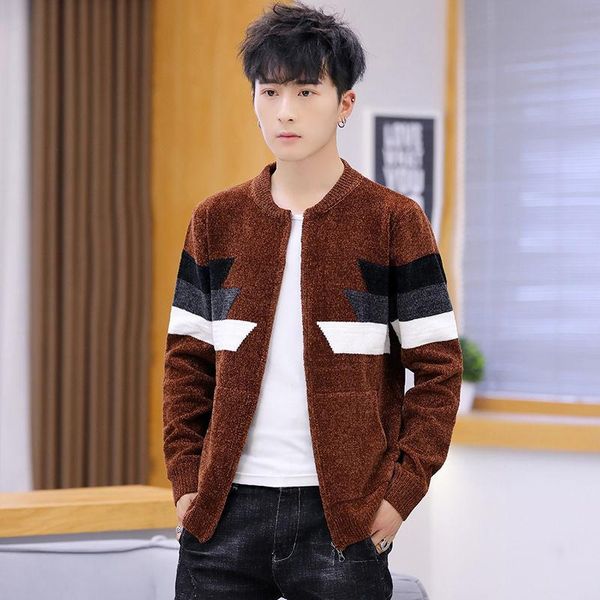 men's sweaters chenille cardigan sweater striped color matching zipper long-sleeved hooded, White;black
men's sweaters chenille cardigan sweater striped color matching zipper long-sleeved hooded, White;black