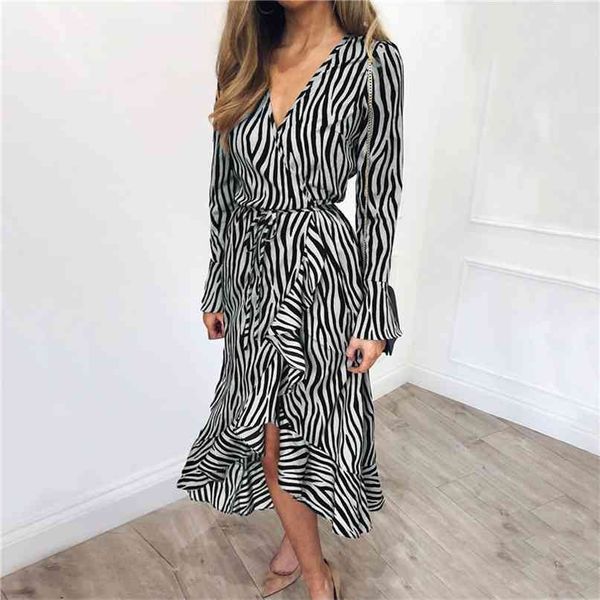 summer long dresses women zebra print beach chiffon casual sleeve v neck ruffles elegant party vestidos 210607, Black;gray
summer long dresses women zebra print beach chiffon casual sleeve v neck ruffles elegant party vestidos 210607, Black;gray