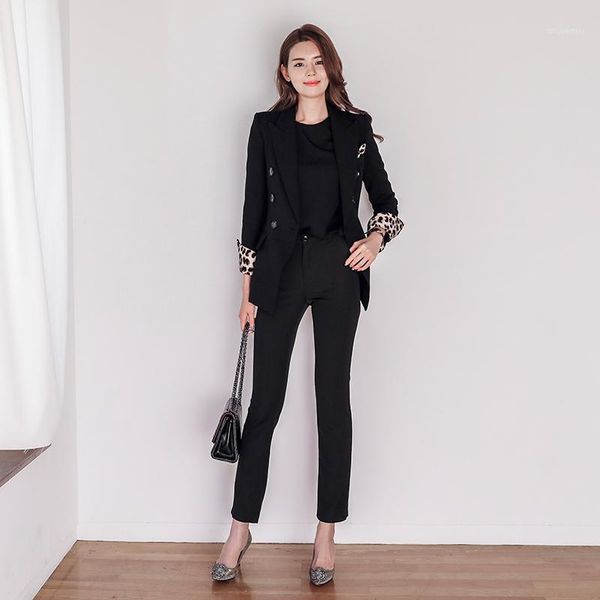 women's jackets elegant fashion women spring autumn korean style suit collar long sleeve leopard print stitching double breasted jacket, Black;brown
women's jackets elegant fashion women spring autumn korean style suit collar long sleeve leopard print stitching double breasted jacket, Black;brown