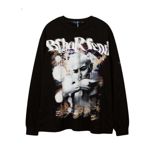 brand sleeve pullover oversized men's and women's high street round neck sweater dark youth long t, Black
brand sleeve pullover oversized men's and women's high street round neck sweater dark youth long t, Black