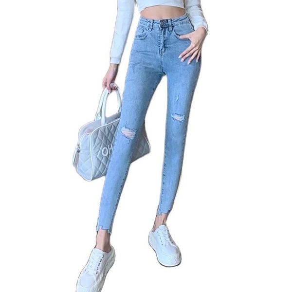 women's jeans fashion ripped fall 2021 high-waisted tight-fitting and thin elastic feet pants clothing, Blue
women's jeans fashion ripped fall 2021 high-waisted tight-fitting and thin elastic feet pants clothing, Blue