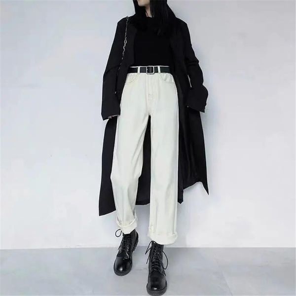 women's jeans high waist autumn fashion women beige wide leg denim pants straight harajuku streetwear casual trousers jean femme, Blue 
women's jeans high waist autumn fashion women beige wide leg denim pants straight harajuku streetwear casual trousers jean femme, Blue