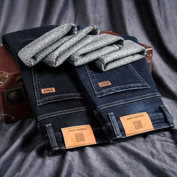 men's jeans 2021 autumn winter brand fitted straight classic style fleece thick warm slim denim, Blue
men's jeans 2021 autumn winter brand fitted straight classic style fleece thick warm slim denim, Blue