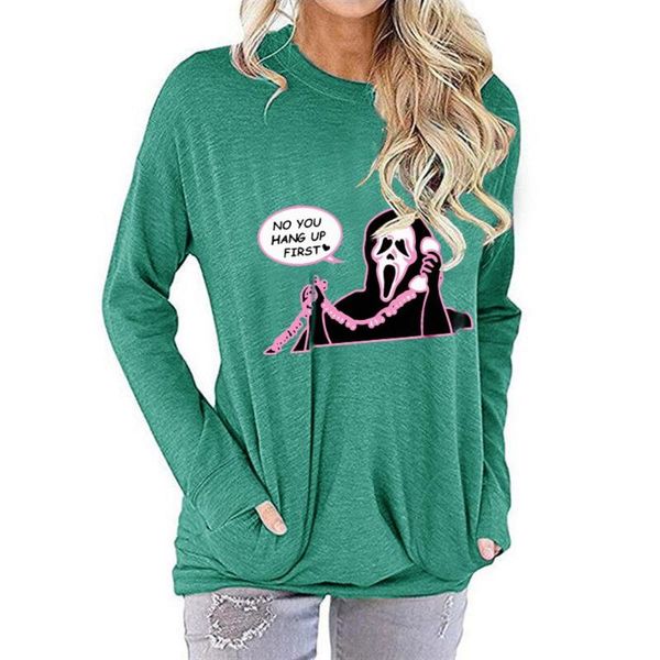 women's t-shirt woman 2021 halloween t-shirts ghost print o neck pockets tee shirts long sleeve autumn blouses casual female clothing, White
women's t-shirt woman 2021 halloween t-shirts ghost print o neck pockets tee shirts long sleeve autumn blouses casual female clothing, White
