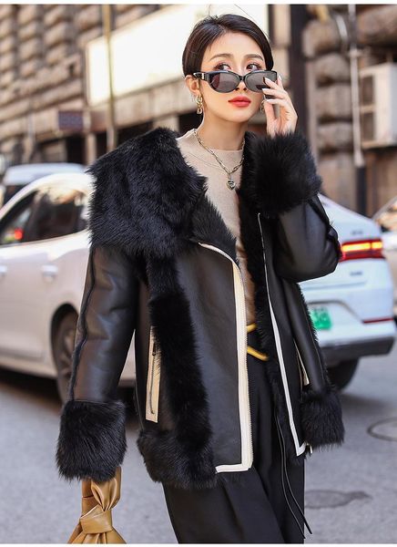 women's fur & faux 2021 winter fashion sheepskin coat tuscany real long wool jacket overcoat korean style thick super warm, Black
women's fur & faux 2021 winter fashion sheepskin coat tuscany real long wool jacket overcoat korean style thick super warm, Black