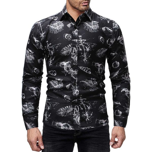men's fashion feather print shirts european and american casual slim fit long sleeve turn-down collar shirts, White;black
men's fashion feather print shirts european and american casual slim fit long sleeve turn-down collar shirts, White;black