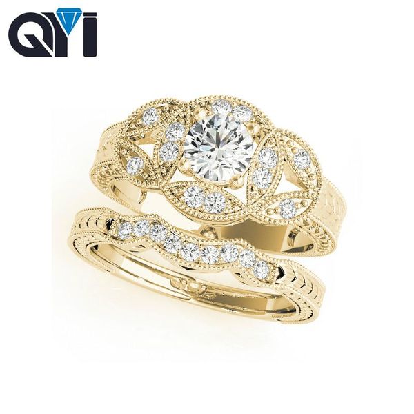 cluster rings qyi 14k solid yellow gold antique wedding sets round cut 0.5ct sona simulated diamond women 's engagement ring, Golden;silver
cluster rings qyi 14k solid yellow gold antique wedding sets round cut 0.5ct sona simulated diamond women 's engagement ring, Golden;silver