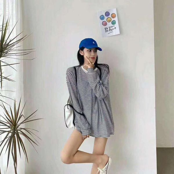 2021 autumn releases stripe t-shirt for mid-length pull-over woman is versatile with long sleeve and bottoms ah36, White
2021 autumn releases stripe t-shirt for mid-length pull-over woman is versatile with long sleeve and bottoms ah36, White