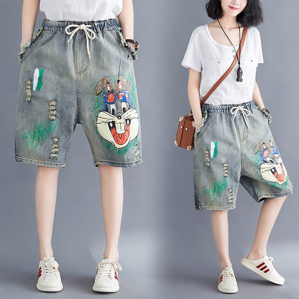 2021 new women summer fashion korea style drawstring ripped vintage cartoon print oversized denim office lady casual shorts tbo4, White;black
2021 new women summer fashion korea style drawstring ripped vintage cartoon print oversized denim office lady casual shorts tbo4, White;black