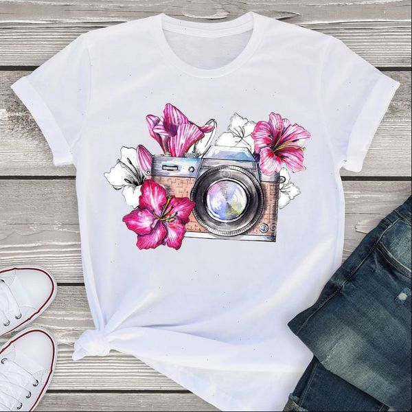 women graphic flower camera floral cute printed short sleeve summer lady womenst shirt tees clothing female t shirt, White
women graphic flower camera floral cute printed short sleeve summer lady womenst shirt tees clothing female t shirt, White