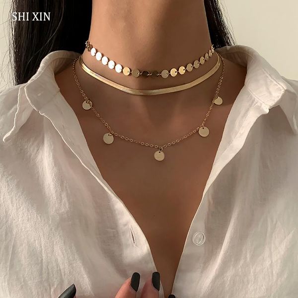 chokers shixin 3pcs multi layered snake chain choker necklace for women trendy round sequins pendant on neck 2021 jewelry, Golden;silver
chokers shixin 3pcs multi layered snake chain choker necklace for women trendy round sequins pendant on neck 2021 jewelry, Golden;silver