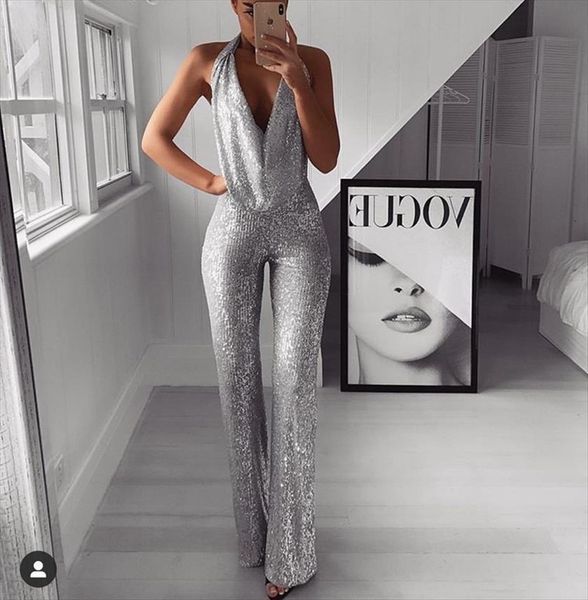 elegant sequin and autumn women jumpsuits sleeveless halter bodycon club party office overalls, Black;white
elegant sequin and autumn women jumpsuits sleeveless halter bodycon club party office overalls, Black;white