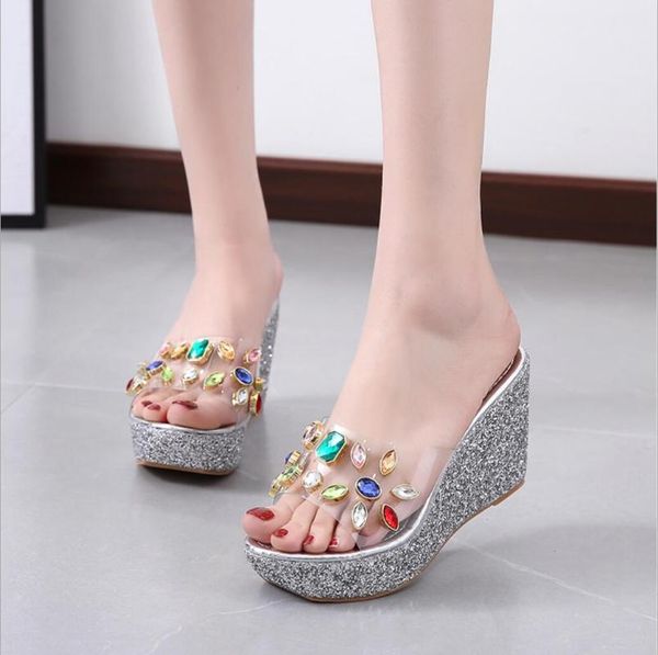 sandals fashion transparent pvc slippers women platform casual shoes summer wedge 11cm flip flops beach slides, Black
sandals fashion transparent pvc slippers women platform casual shoes summer wedge 11cm flip flops beach slides, Black
