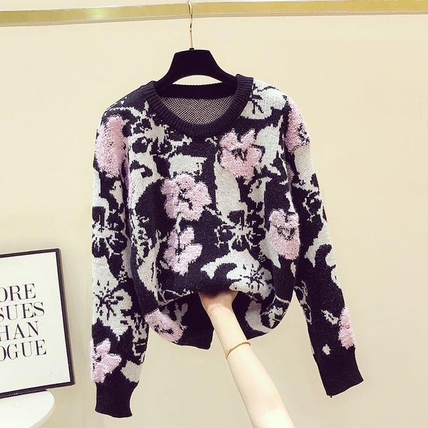 women's sweaters fashion three-dimensional jacquard long-sleeved sweater 2021 autumn winter clothes loose round neck print knitted top, White;black
women's sweaters fashion three-dimensional jacquard long-sleeved sweater 2021 autumn winter clothes loose round neck print knitted top, White;black
