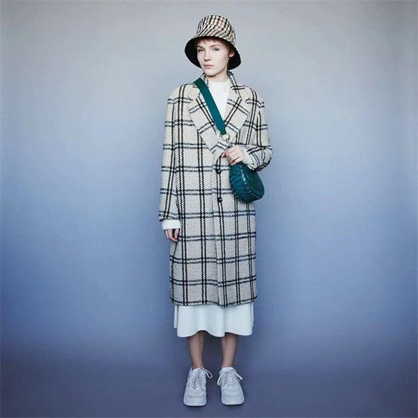women's wool & blends 2021 autumn and winter check pattern lapel straight jacket mid length single breasted temperament woolen coat c07, Black
women's wool & blends 2021 autumn and winter check pattern lapel straight jacket mid length single breasted temperament woolen coat c07, Black