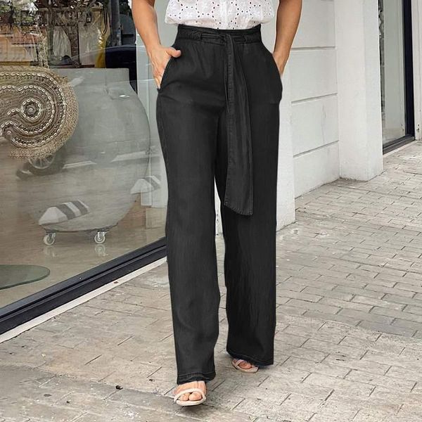 women's pants & capris casual high elastic waist straight bottoms womens fashion solid trousers zanzea denim blue long 2021 summer wide, Black;white
women's pants & capris casual high elastic waist straight bottoms womens fashion solid trousers zanzea denim blue long 2021 summer wide, Black;white