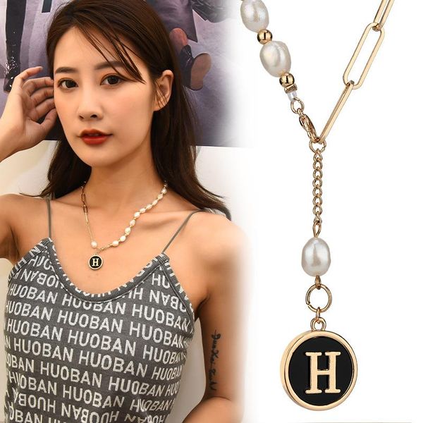 pendant necklaces simulated pearl chain stainless steel initial letter necklace for women gold collier jewelry, Silver
pendant necklaces simulated pearl chain stainless steel initial letter necklace for women gold collier jewelry, Silver