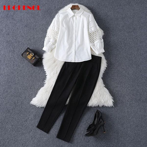 women's two piece pants spring ladies button solid color nine-point suit 2021 casual fashion all-match lapel sweet style long sleeve st, White
women's two piece pants spring ladies button solid color nine-point suit 2021 casual fashion all-match lapel sweet style long sleeve st, White