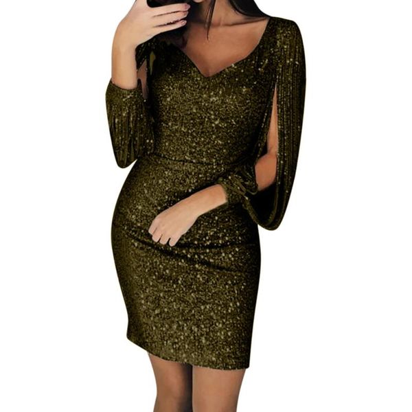 casual dresses women dress v ncek solid sequined glitter stitching shining club sheath long sleeved mini for female vestidos, Black;gray
casual dresses women dress v ncek solid sequined glitter stitching shining club sheath long sleeved mini for female vestidos, Black;gray