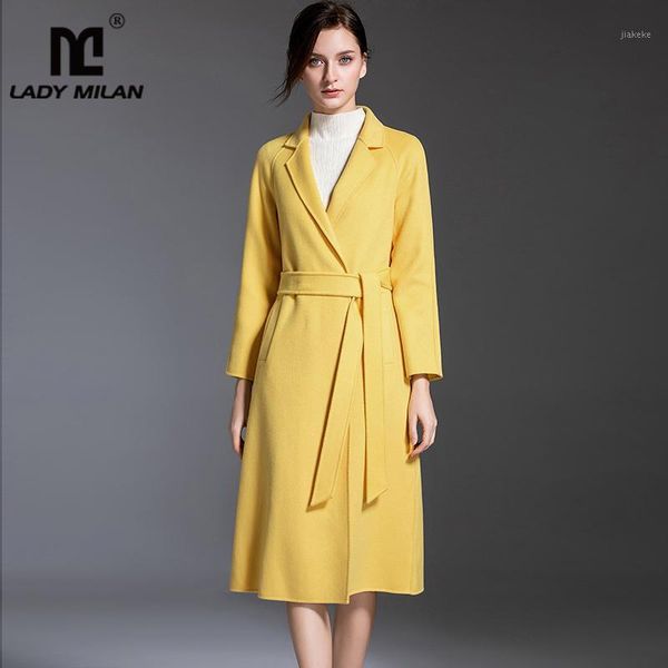 women's runway coats turn down collar long sleeves sash belt fashion wool double cashmere elegant long winter outerwear1, Black
women's runway coats turn down collar long sleeves sash belt fashion wool double cashmere elegant long winter outerwear1, Black