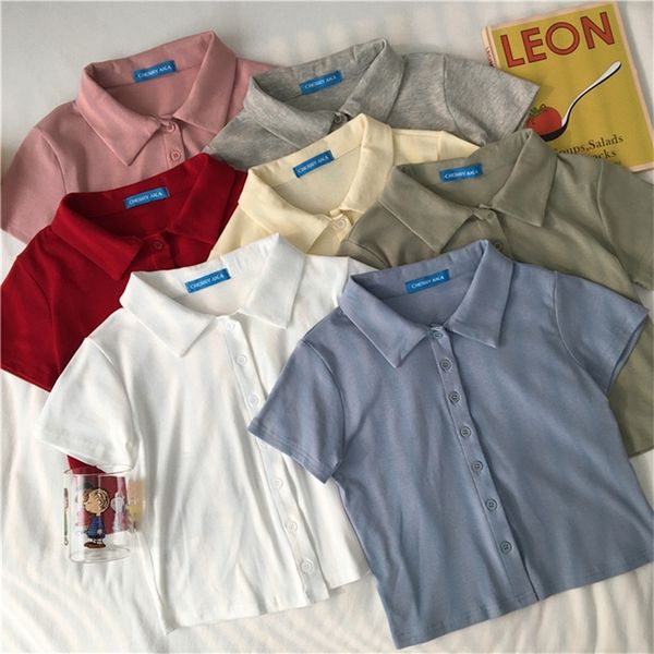 9 colors summer preppy style solid color short sleeve short design t-shirts womens tee shirt femme women (c6369) 210306, White
9 colors summer preppy style solid color short sleeve short design t-shirts womens tee shirt femme women (c6369) 210306, White