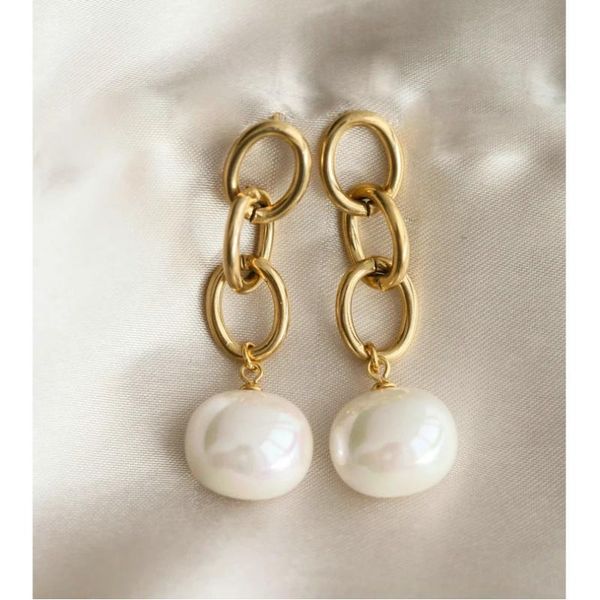 hoop & huggie thick link chain stud earrings for women girls summer seaside pearl drop jewelry gifts, Golden;silver
hoop & huggie thick link chain stud earrings for women girls summer seaside pearl drop jewelry gifts, Golden;silver