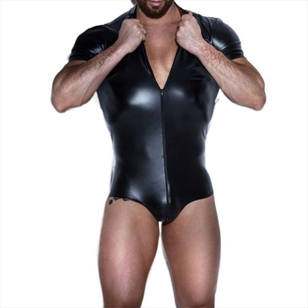 men faux leather shiny pvc siamese tight thin high elasticity vest zipper open crotch bodysuit bodywear tank top, White;black
men faux leather shiny pvc siamese tight thin high elasticity vest zipper open crotch bodysuit bodywear tank top, White;black