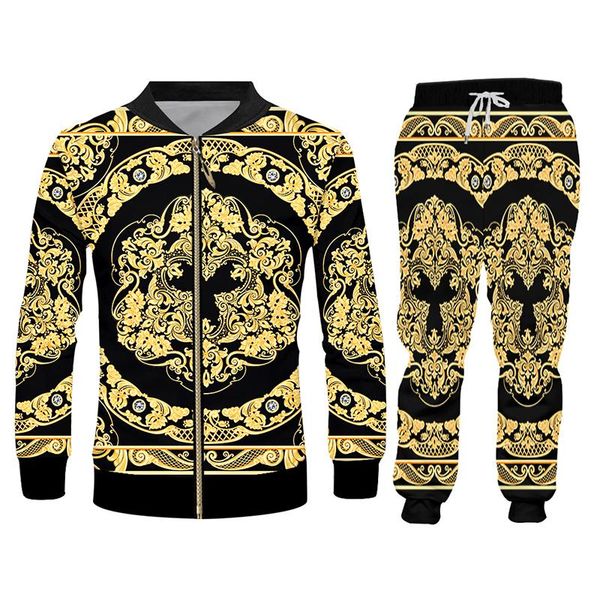 men's tracksuits ifpd baroque court style jacket and jogger pants set 3d printed crown golden flower luxury tracksuit women's 2-pc, Gray
men's tracksuits ifpd baroque court style jacket and jogger pants set 3d printed crown golden flower luxury tracksuit women's 2-pc, Gray