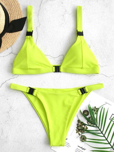 women's swimwear zaful neon plunge front closure bikini swimsuit summer low cut waisted beach women 2021, White;black
women's swimwear zaful neon plunge front closure bikini swimsuit summer low cut waisted beach women 2021, White;black